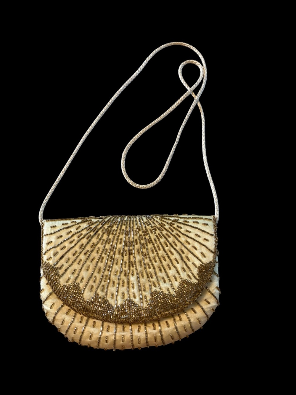 Magid Beaded Satin Evening Bag | Vintage Gold Clutch